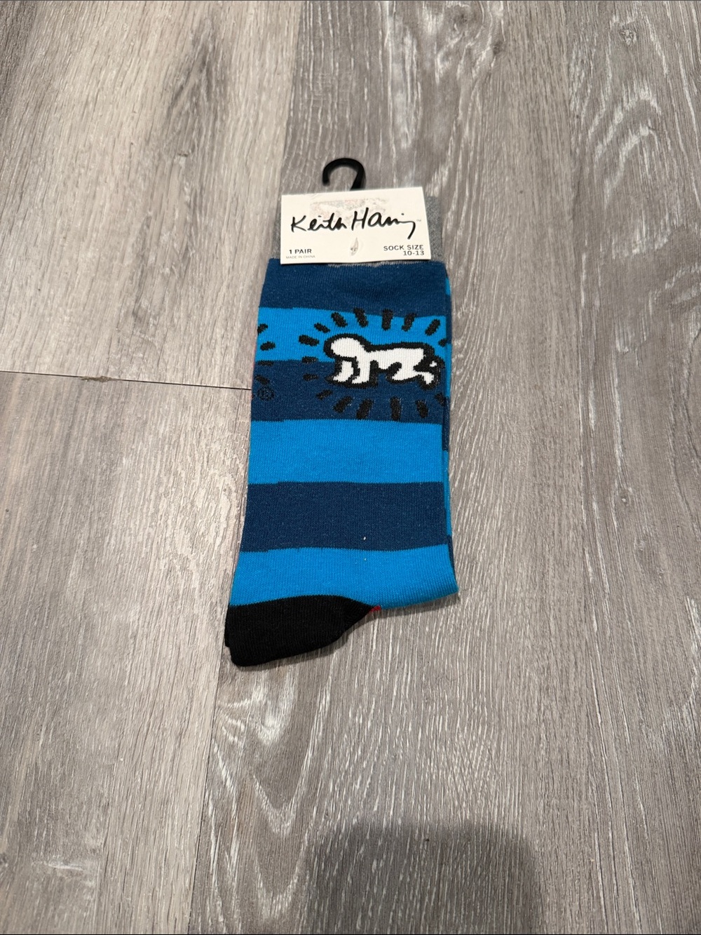 Keith Haring “Radiant Baby” Blue Striped Socks New